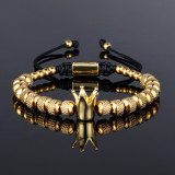Brazalete de pulseras de acero inoxidable con corona punk