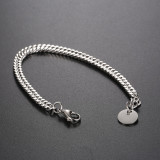 Collar de pulsera de acero de titanio con colgante redondo coreano al por mayor