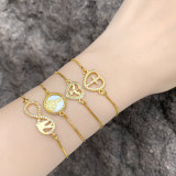 Estilo simple Cruz Forma de corazón Cobre Chapado en oro Pulseras de circón 1 pieza