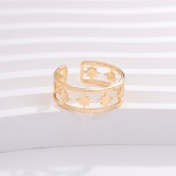 El revestimiento de cobre irregular del estilo simple ahueca hacia fuera los anillos abiertos plateados oro