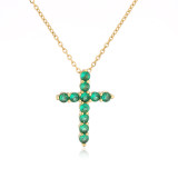 Collar de cobre con colgante de cruz de circón con microincrustaciones, adorno religioso