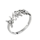 Anillos huecos de acero inoxidable con letras de moda 1 pieza