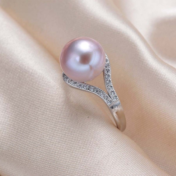 Anillos de circón de perlas con incrustaciones de cobre redondos de estilo simple
