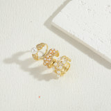 Anillos abiertos chapados en oro de 14 quilates con incrustaciones de cobre y circonita de perlas con forma de corazón de estilo clásico lujoso