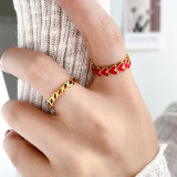 Anillos de revestimiento de acero de titanio con forma de corazón geométrico de estilo simple y clásico