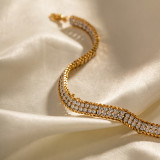 Pulseras chapadas en oro de 18 quilates con incrustaciones de circonio y revestimiento de acero inoxidable geométrico de estilo coreano INS