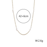 Collar chapado en oro de 18 quilates con revestimiento de acero de titanio y perlas de agua dulce de acero inoxidable de color sólido elegante