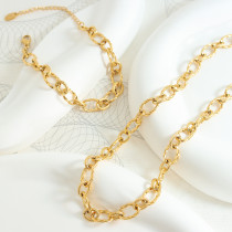 Collar de pulseras para mujer chapado en oro de 18 quilates con revestimiento de acero de titanio geométrico de viaje de estilo simple básico