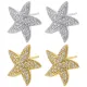 1 par de pendientes elegantes chapados en estrella de mar con pentagrama y circonita de cobre chapados en oro de 18 quilates