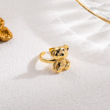 Anillos abiertos chapados en oro de 16 quilates con circonita y oso de cobre Sweet Little Bear