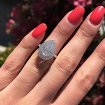 Nuevo y creativo anillo de circonio de cobre en forma de gota en forma de pera, joyería para mujer