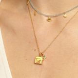 Collar colgante de Zircon plateado oro elegante de Lady Star Moon Lock a granel