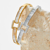 Brazalete cuadrado de concha de diamante artificial con incrustaciones de acero inoxidable cuadrado de Streetwear