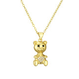 Collar con colgante chapado en oro con incrustaciones de cobre y forma de corazón de oso Panda Retro lindo