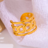 Anillos abiertos chapados en oro de 18 quilates con revestimiento de acero inoxidable redondo cruzado estilo romano de estilo simple