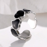Anillos abiertos de esmalte de acero titanio con forma de corazón de estilo simple estilo vintage