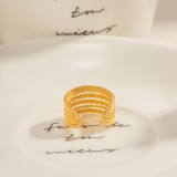 Anillos abiertos chapados en oro de 18 quilates con revestimiento de acero inoxidable con rayas en espiral retro estilo IG