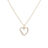 Collar con colgante de circonita y perlas artificiales con incrustaciones de esmalte de cobre en forma de corazón a la moda, 1 pieza