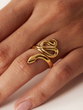Anillo mismo europeo y americano, anillo de acero inoxidable de 18 quilates, anillo abierto en forma de serpiente, joyería de moda