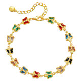 Pulseras de circón con incrustaciones de cobre y mariposa retro