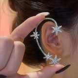 Clips para las orejas con diamantes de imitación de cobre, estrella, mariposa, copo de nieve, 1 pieza