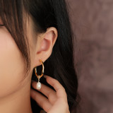 1 par de pendientes colgantes chapados en oro y cobre redondos de estilo vintage