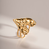 Anillos abiertos chapados en oro de 18 quilates con revestimiento de acero inoxidable en forma de corazón estilo IG