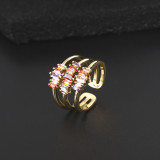 Anillo de apertura con estilo japonés y coreano Estilo Ins personalizado Diamante Anillo simple y ajustable Anillo vintage Anillo de dedo meñique de nicho