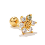 Pendientes Pendientes De Circón Con Incrustaciones De Cobre Flor De Moda 1 Pieza