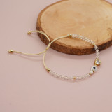 Pulseras de diamantes de imitación con incrustaciones de cobre y vidrio de ojo de estilo simple