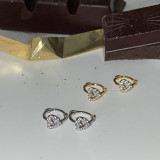 1 par de pendientes de circonita con incrustaciones de cobre en forma de corazón de estilo Simple