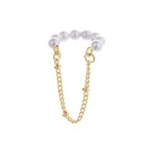 1 pieza elegante estilo Simple borla cobre incrustación perlas artificiales chapado en oro plateado Clips para las orejas