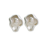 1 par de pendientes de perlas de cobre con incrustaciones irregulares de estilo Simple estilo IG