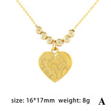 Elegante collar con colgante chapado en oro de 18 quilates con cuentas de cobre en forma de corazón