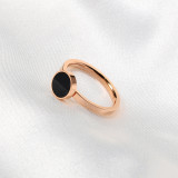 1 pieza de anillos redondos de concha con incrustaciones de acero pulido y titanio a la moda