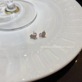 Pendientes de diamantes de imitación con incrustaciones de cobre y nudo de lazo en forma de corazón de oso dulce, 1 par