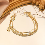Pulseras de cobre de perlas de agua dulce con cierre en forma de corazón, ropa de calle de estilo romano elegante