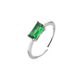 Anillo de circonio con microincrustaciones de moda Anillo de cobre ajustable con apertura de diamante verde