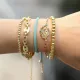 Pulsera de ojo de diablo con letras de diamantes y cobre para el día de la madre, joyería a la moda