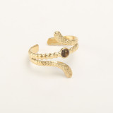 Anillo abierto de piedra natural chapado en oro de acero inoxidable con serpiente de estrella redonda de estilo Simple estilo IG a granel