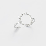 Anillo retro de acero de titanio con girasol, anillo de moda ajustable con apertura