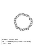 Anillo de acero inoxidable con forma de cadena plateada dorada ovalada de moda simple