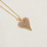 El oro clásico lujoso elegante del cobre 14K de la forma del corazón plateó el collar pendiente del Zircon a granel