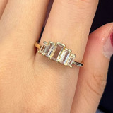 Conjunto de 3 piezas de anillos de circón con incrustaciones de cobre rectangulares de moda