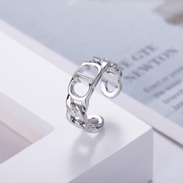 1 pieza Anillo abierto de cobre redondo con letra de moda linda
