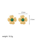 1 par de pendientes chapados en oro de 14 quilates con incrustaciones de flores de estilo Vintage de cristal de cobre y perlas de agua dulce