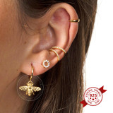 Pendientes de cobre de abeja Retro con aguja de plata S925, joyería de oreja de Animal con personalidad