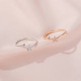 Nuevo anillo Simple anillo de estrella de cinco puntas personalidad salvaje conjunto de diamantes estrella apertura anillo de estudiante joyería al por mayor