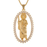 Nuevo collar con colgante de la Virgen de la muerte con incrustaciones de circonita, joyería al por mayor