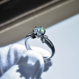 Anillos de diamantes artificiales con incrustaciones de cobre redondos de moda 1 pieza